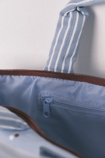 Большая синяя косметичка с принтом птиц