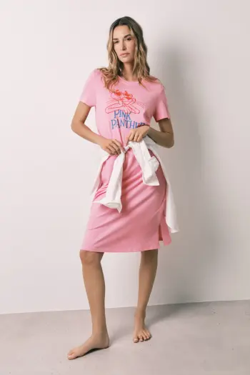 Розовая хлопковая ночная сорочка Pink Panther