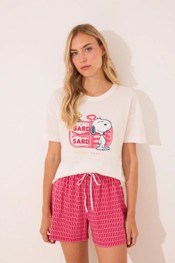 Короткая красная пижама Snoopy из хлопка