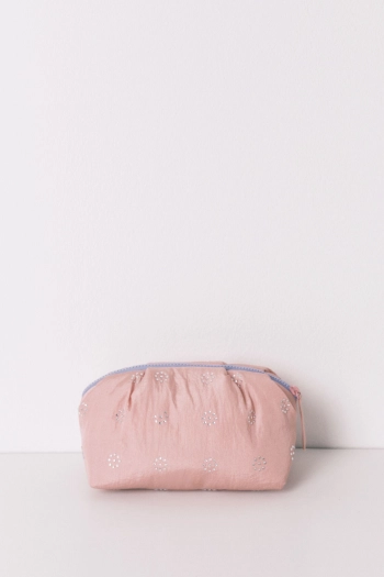 Стьобана рожева косметичка з паєтками
