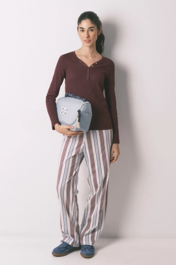 Футболка з довгим рукавом бордова в рубчик