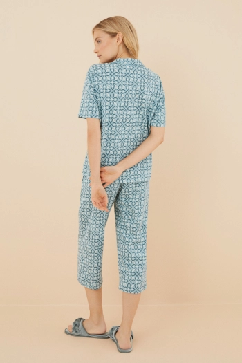 Классическая пижама с брюками-капри из 100% хлопка с геометрическим принтом