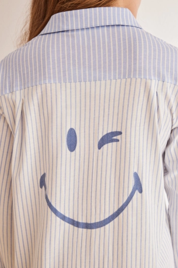 Класична нічна сорочка SmileyWorld ® в смужку з бавовни