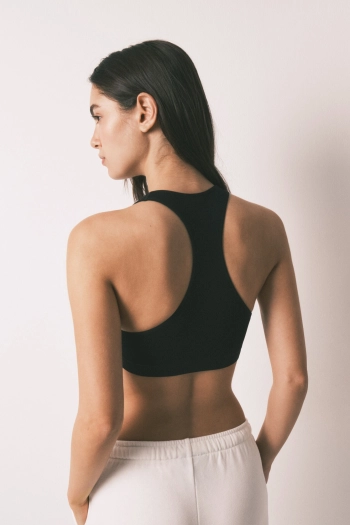 Черный спортивный бесшовный бюстгальтер