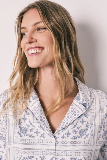 Короткая хлопковая пижама с принтом