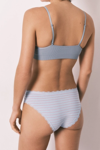 Синие классические хлопковые трусики в полоску