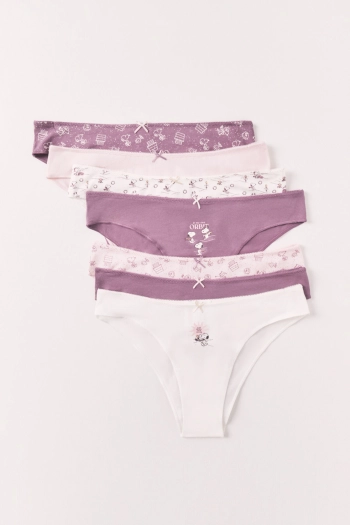 Набір із 7 трусиків-бразиліана з бавовни з принтом Snoopy