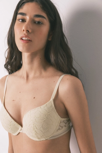 GORGEOUS Бюстгальтер push-up з бежевого мережива