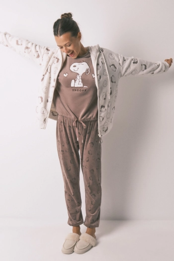 Білий короткий халат зі штучної овчини Snoopy