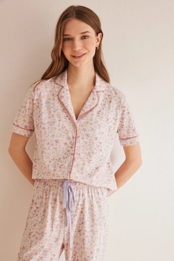 Классическая пижама из хлопка с цветочным принтом