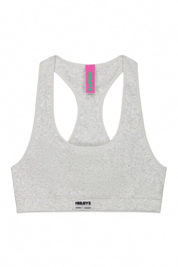 Серый спортивный бесшовный бюстгальтер