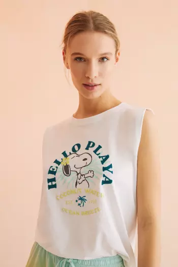 Белая майка Snoopy из 100 % хлопка