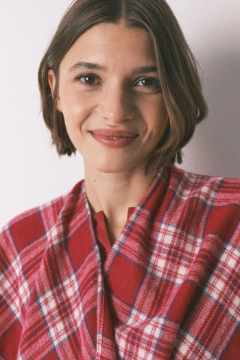 Пончо клетчатое с эффектом шерсти