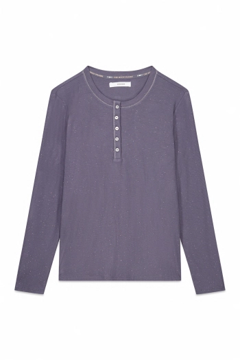 Сірий лонгслів у рубчик із люрексом