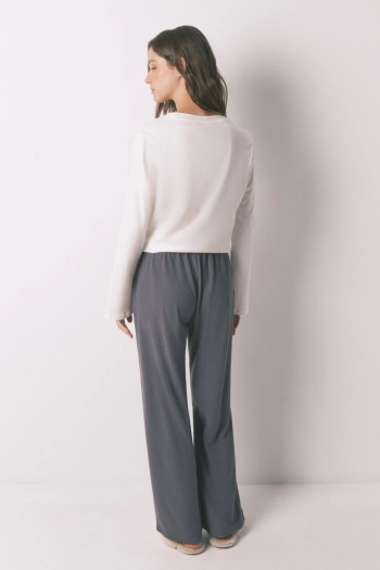 Серые широкие брюки из фактурного флиса