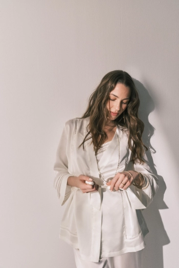 Довга піжама та халат із сатину