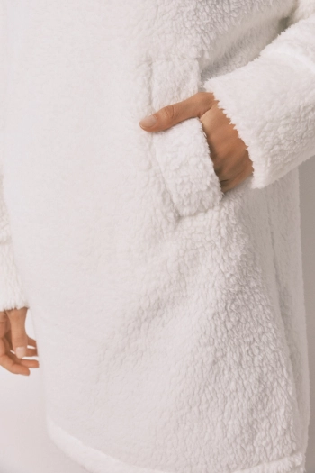 Халат миди из мягкого флиса с высоким воротником