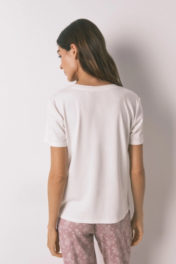 Біла футболка в рубчик із люрексом