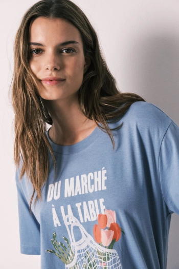 Синя футболка з коротким рукавом зі 100% бавовни