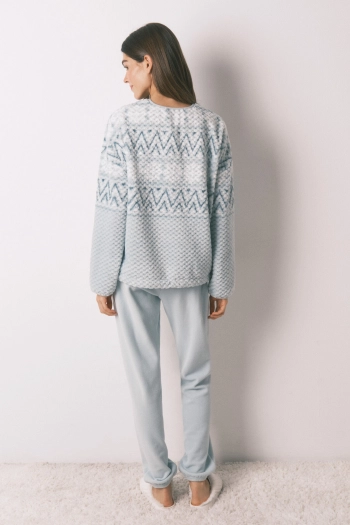 Зелена флісова піжама з орнаментом