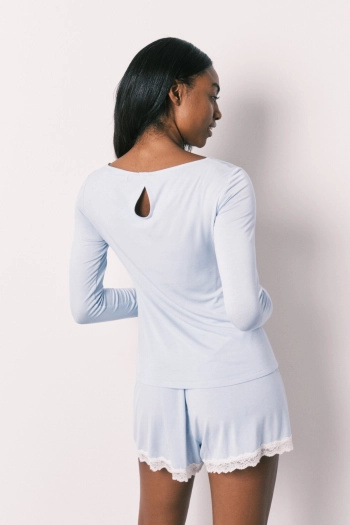 Блакитна коротка піжама з м'якої віскози