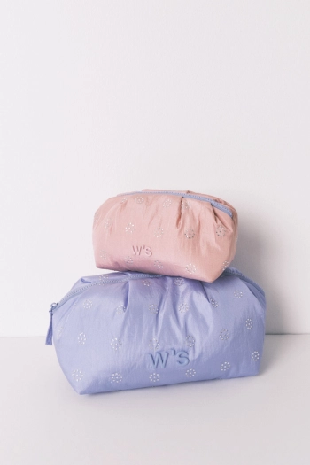 Велика синя стьобана косметичка