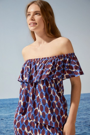 Асимметричный топ с принтом и воланами