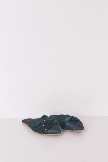 Домашние тапочки атласные синие