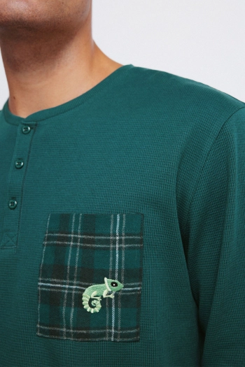 Довга піжама з картатими штанами