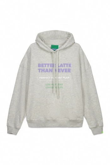 Свитшот с капюшоном из хлопкового флиса, серый