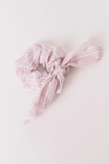 Рожева резинка в смужку з бантом