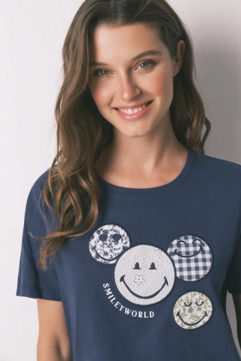 Синяя хлопковая пижама Smiley