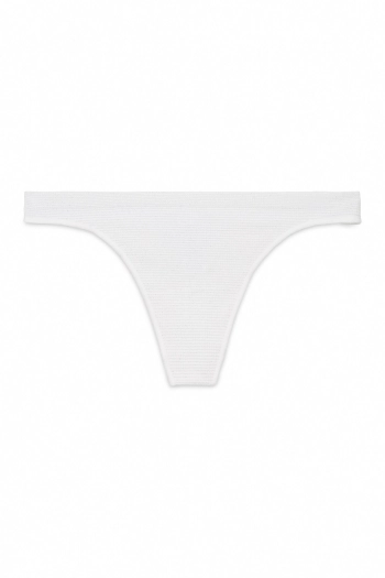 Білі безшовні трусики-танга в рубчик з люрексом