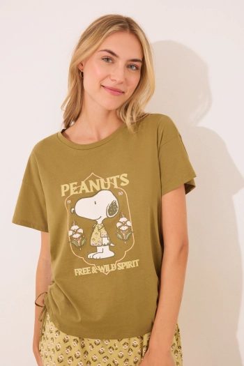 Короткая пижама цвета хаки Snoopy