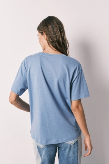 Синя футболка з коротким рукавом зі 100% бавовни