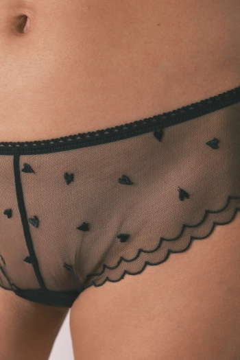 Трусики-бразильяна чорного кольору з вишивкою