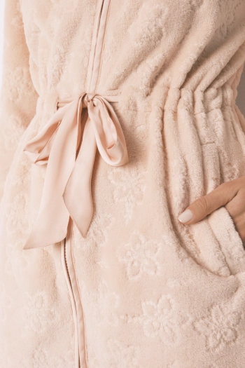 Теплий флісовий халат міді з квітковим принтом