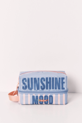 Середня подвійна косметичка з водонепроникного матеріалу в смужку