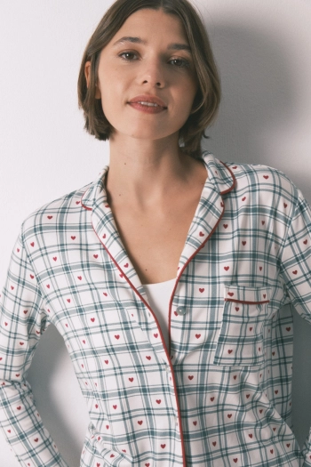 Довга піжама в клітинку