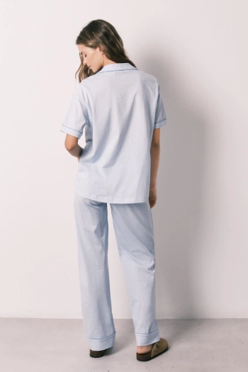 Піжама сорочкового типу зі 100% бавовни в смужку