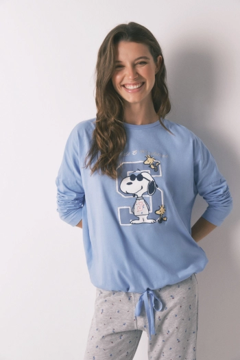 Довга синя бавовняна піжама Snoopy