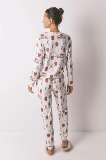 М'яка біла довга піжама в рубчик Snoopy