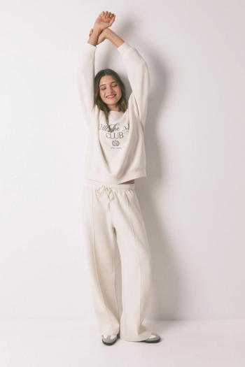 Білий бавовняний флісовий светр