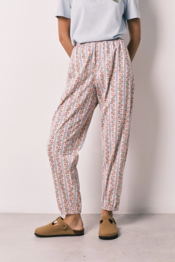 Штани carrot зі 100% бавовни з квітковим принтом