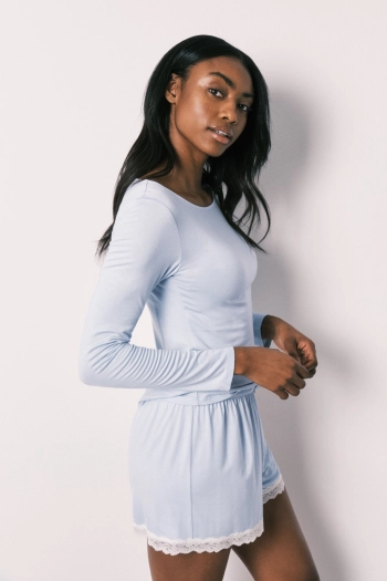 Блакитна коротка піжама з м'якої віскози