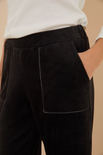 Широкие серые бархатные брюки