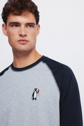 Длинная пижама с брюками в клетку