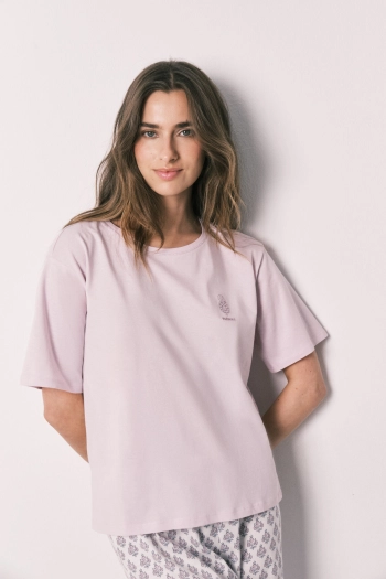 Розовая пижама из 100% хлопка с принтом