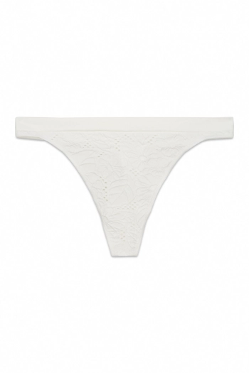 Трусы-танга белого цвета с цветочным принтом