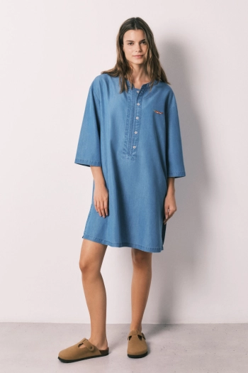 Коротка сорочка з легкого синього деніму